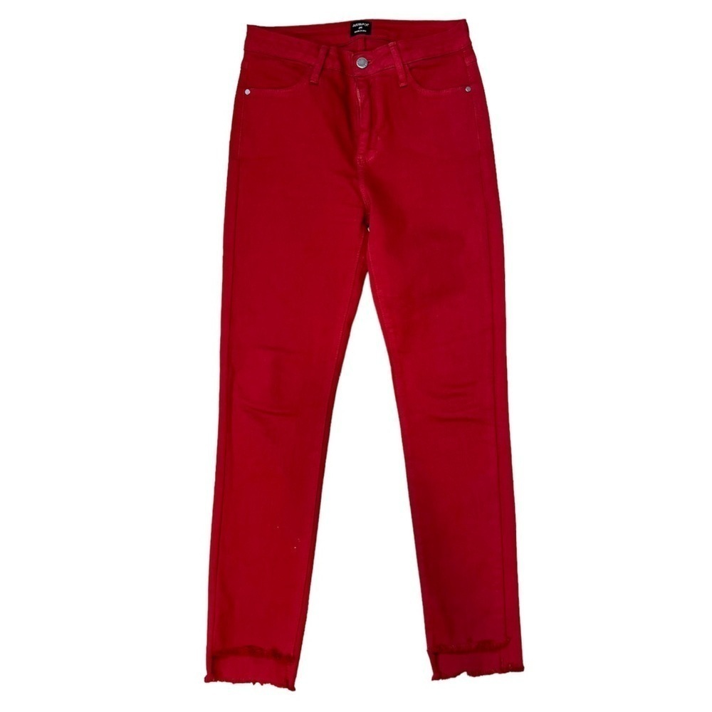 Just Black Denim Red Raw Hem Skinny Pants Size 26